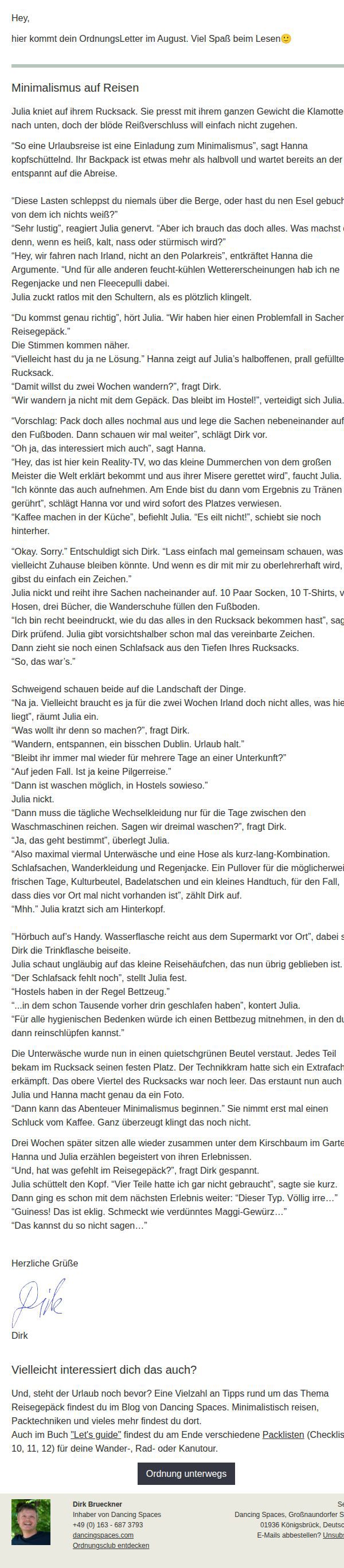 Dein OrdnungsLetter im August