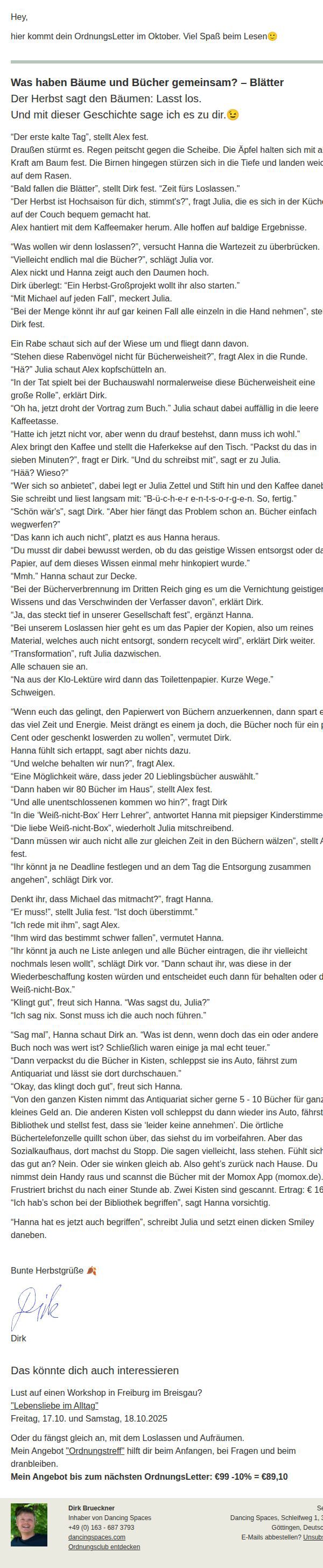 Dein OrdnungsLetter im Okt25