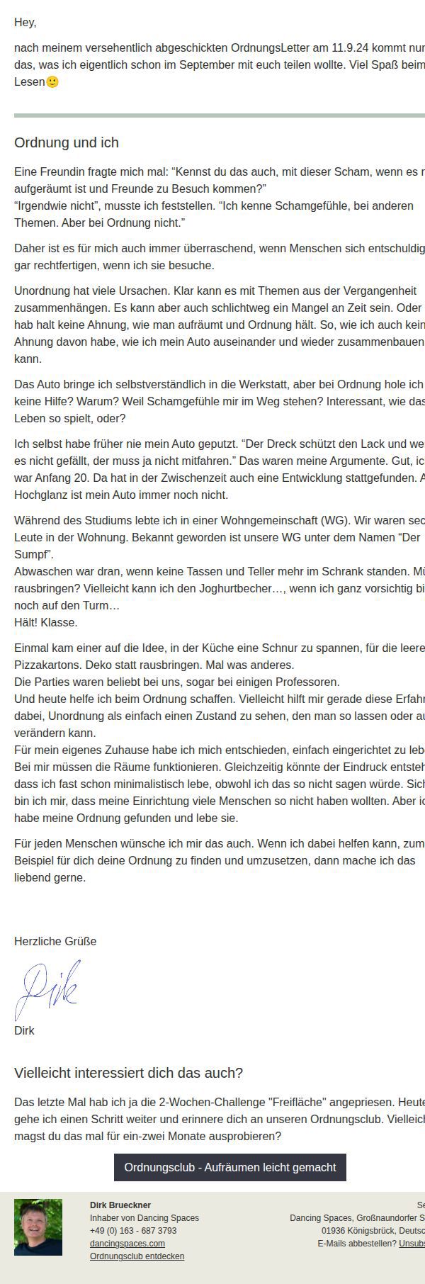 Dein OrdnungsLetter (nun tatsächlich) im Oktober