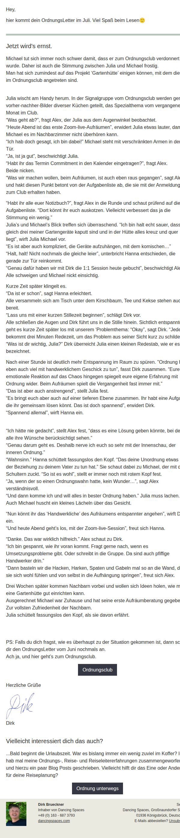 Dein OrdnungsLetter im Juli